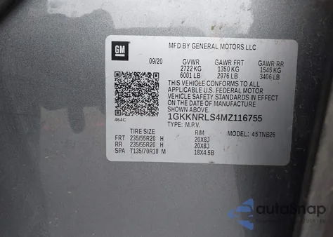 2021 GMC Acadia Awd Sle from USA, damaged, VIN 1GKKNRLS4MZ116755